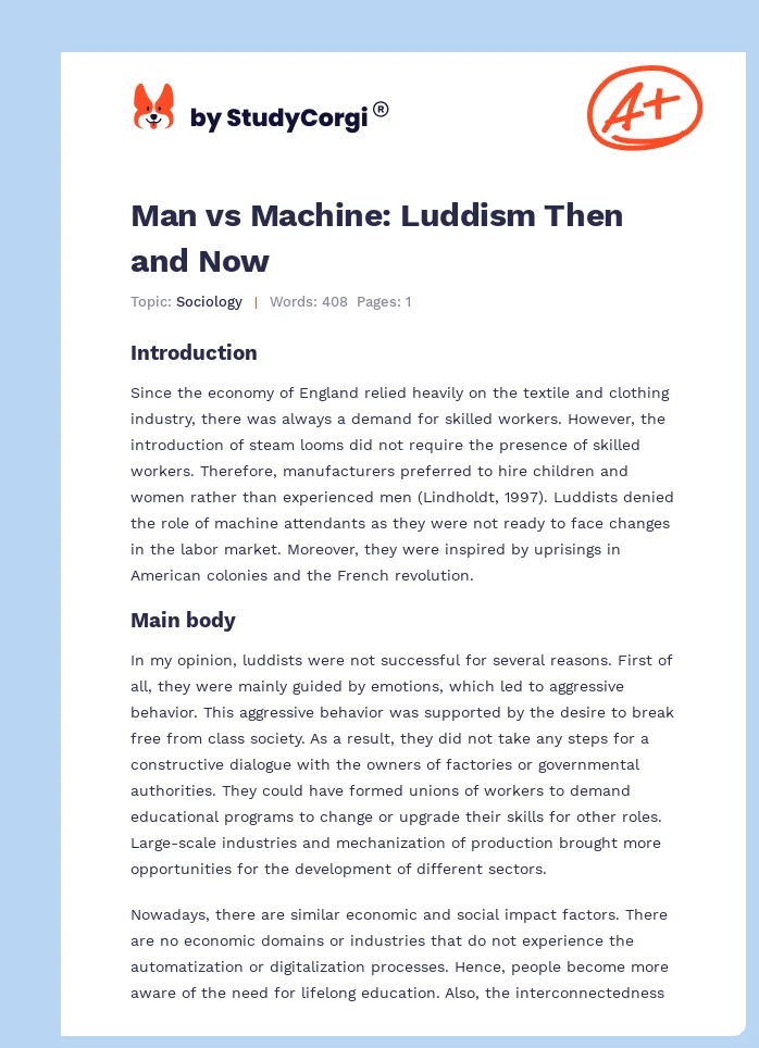Man vs Machine: Luddism Then and Now. Page 1