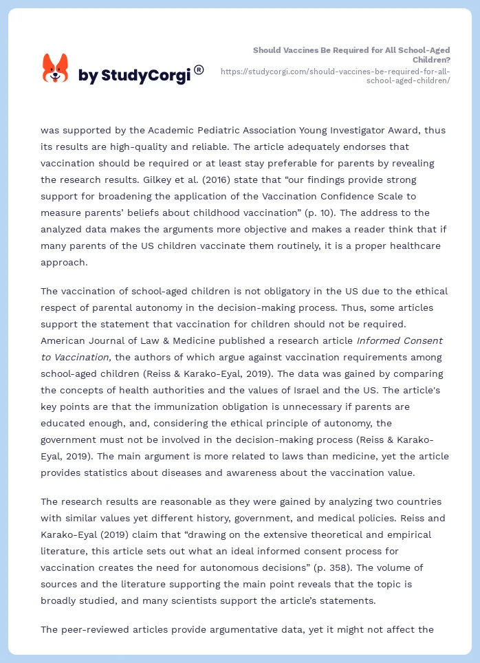 Should Vaccines Be Required for All School-Aged Children?. Page 2