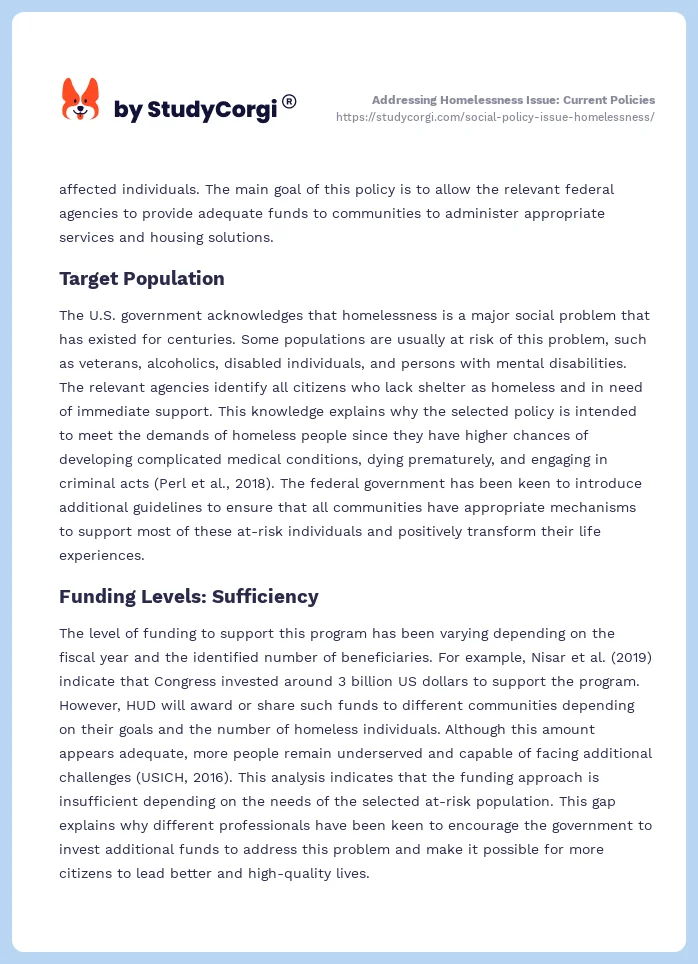Addressing Homelessness Issue: Current Policies. Page 2