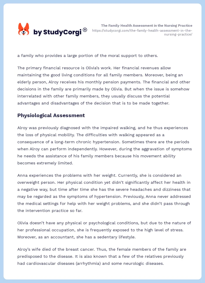 The Family Health Assessment in the Nursing Practice. Page 2