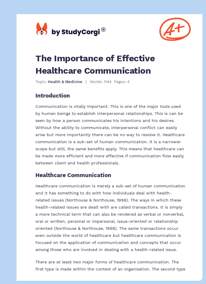 The Importance of Effective Healthcare Communication. Page 1