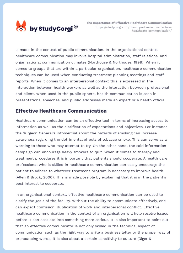 The Importance of Effective Healthcare Communication. Page 2