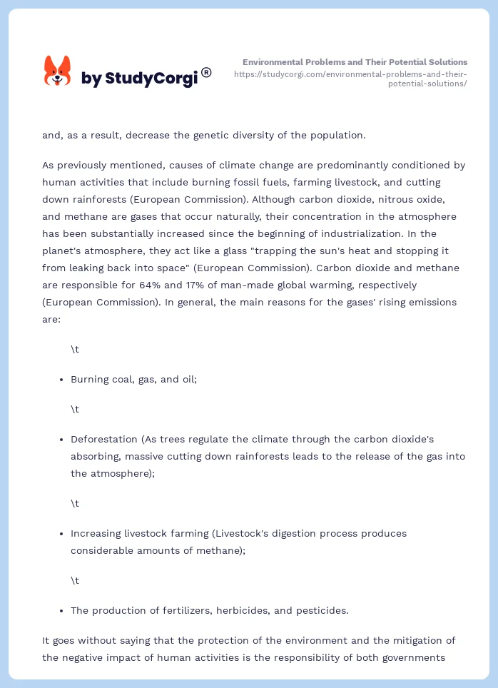 Environmental Problems and Their Potential Solutions. Page 2