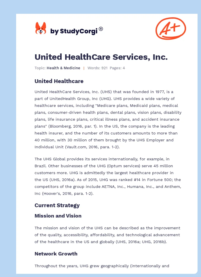 United HealthCare Services, Inc.. Page 1