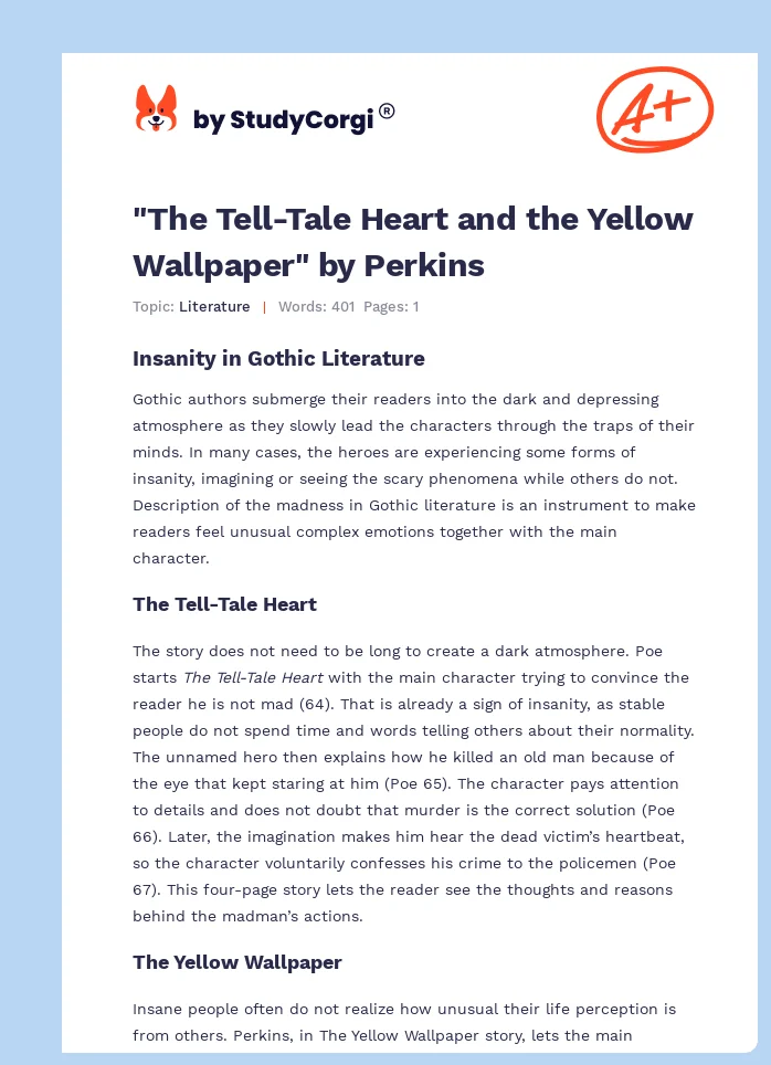 "The Tell-Tale Heart and the Yellow Wallpaper" by Perkins. Page 1