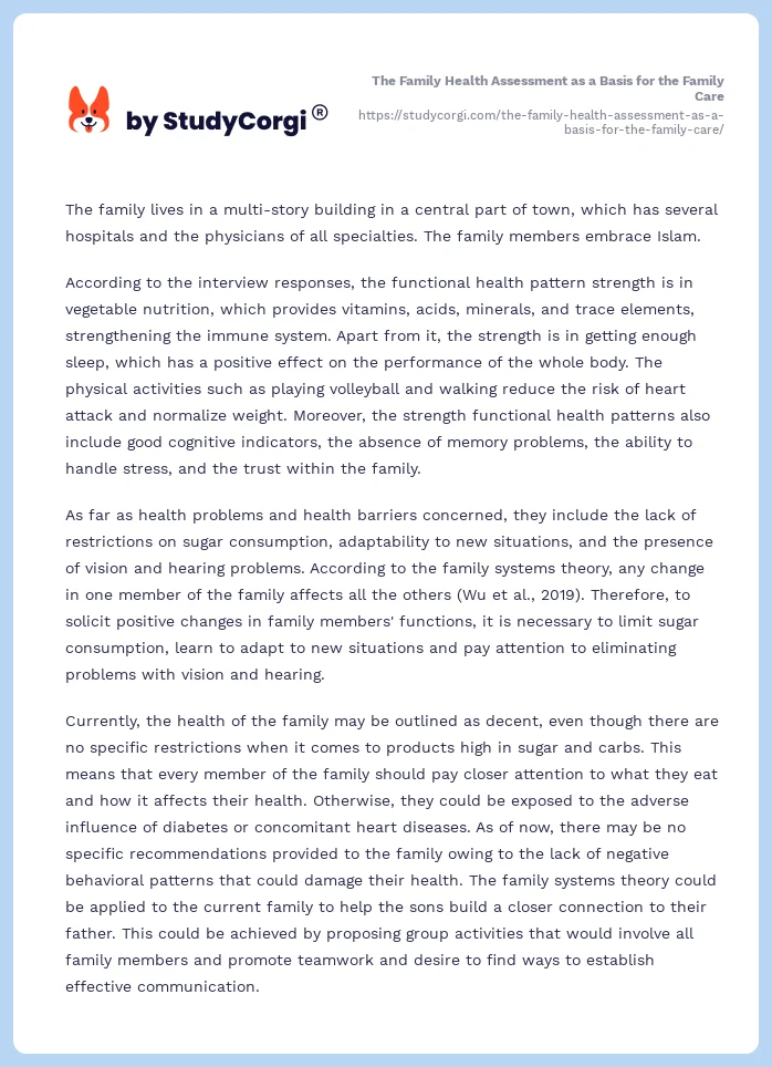 The Family Health Assessment as a Basis for the Family Care. Page 2