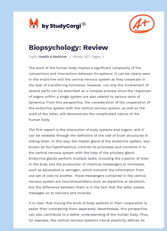 Biopsychology: Review. Page 1