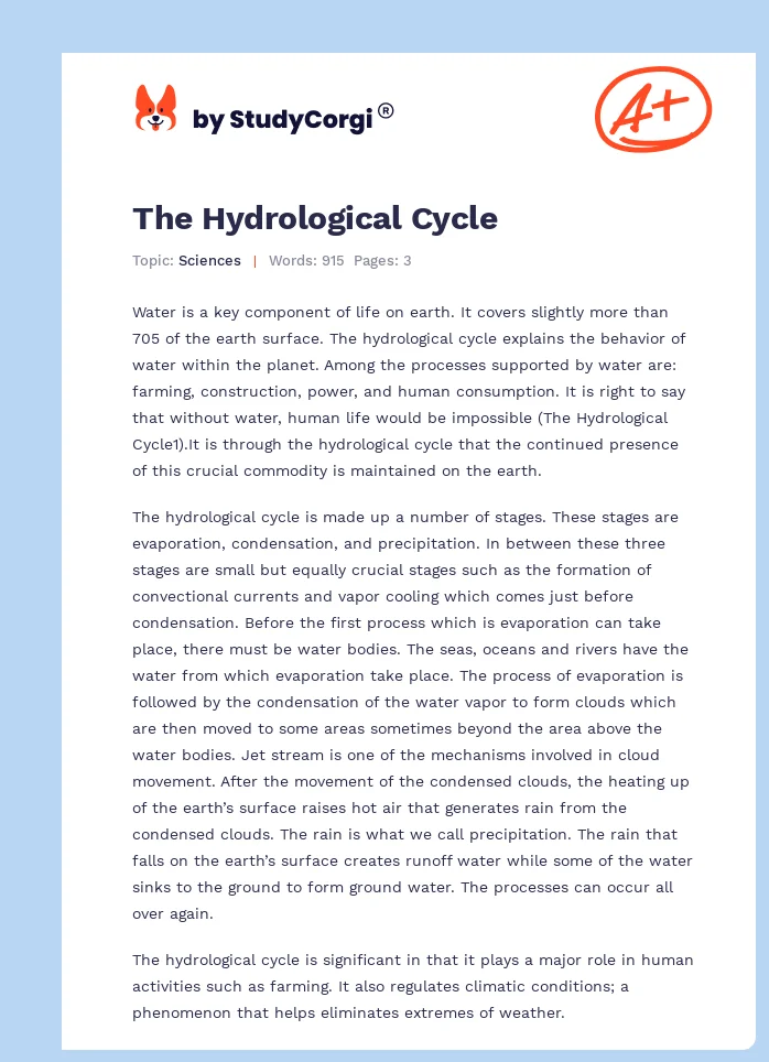 The Hydrological Cycle. Page 1