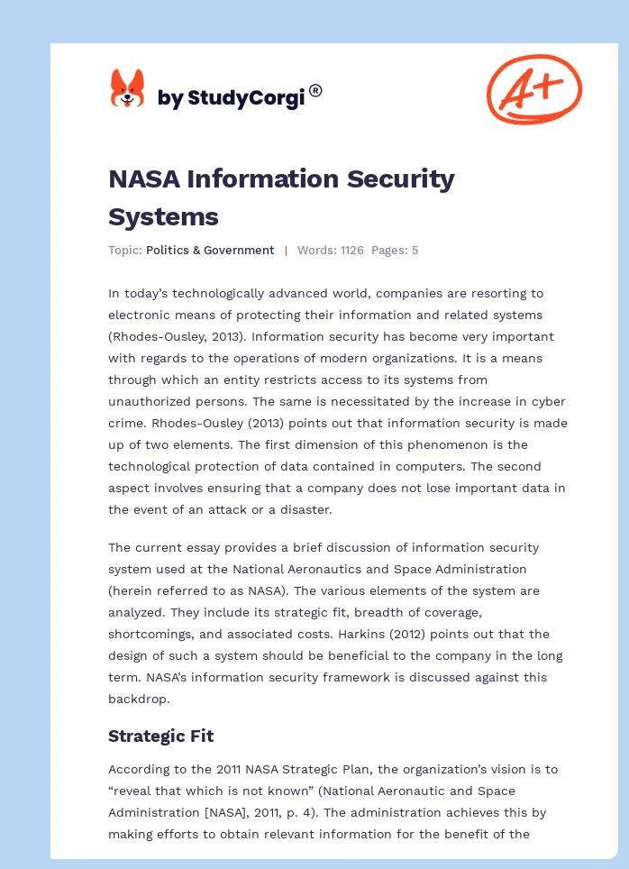 NASA Information Security Systems. Page 1