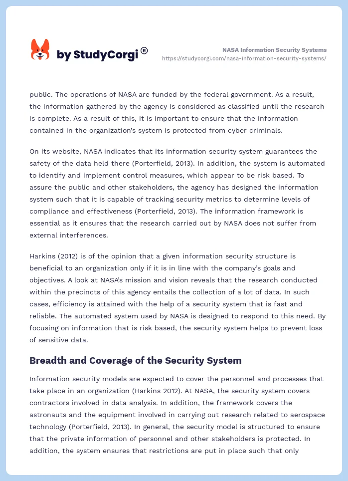 NASA Information Security Systems. Page 2