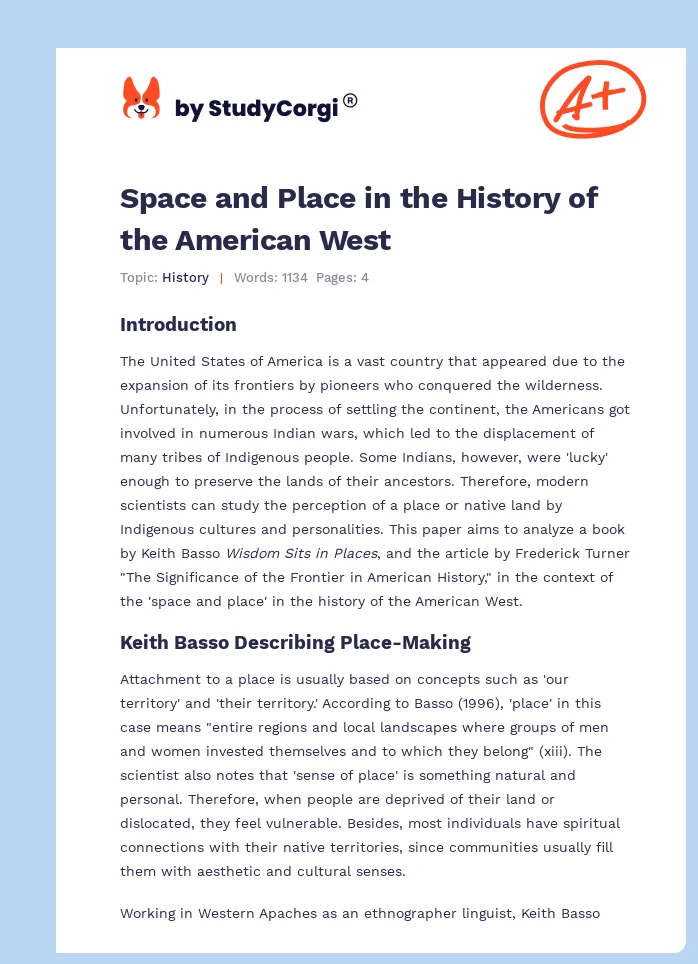 Space and Place in the History of the American West. Page 1