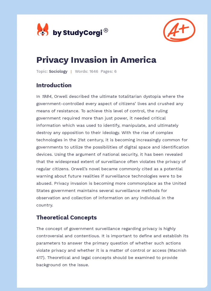 Privacy Invasion in America. Page 1