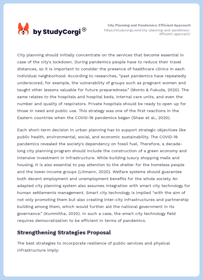 City Planning and Pandemics: Efficient Approach. Page 2