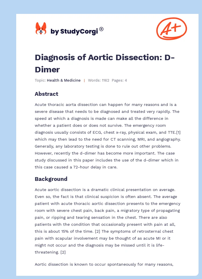 Diagnosis of Aortic Dissection: D-Dimer. Page 1