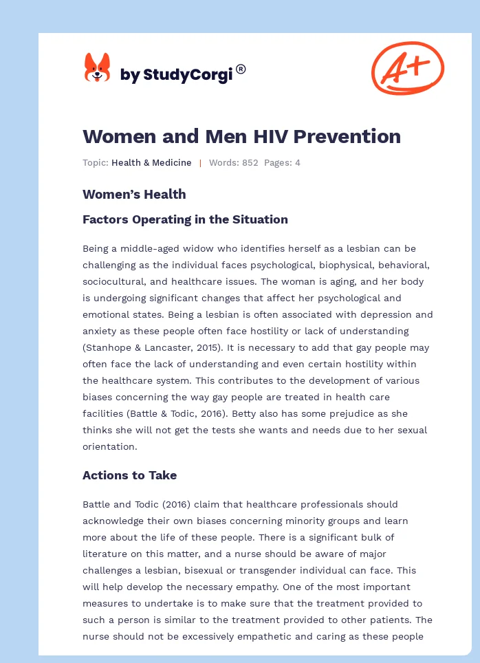 Women and Men HIV Prevention. Page 1