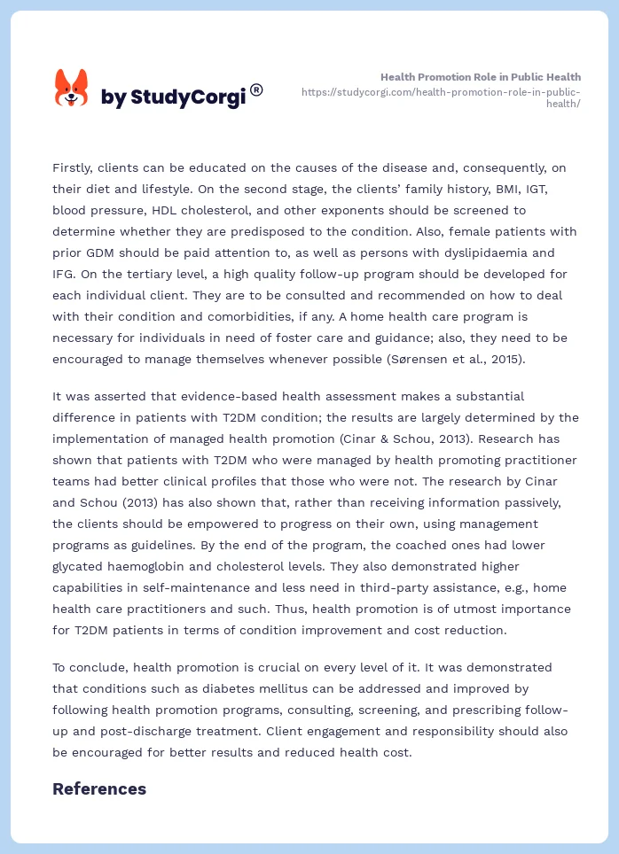Health Promotion Role in Public Health. Page 2