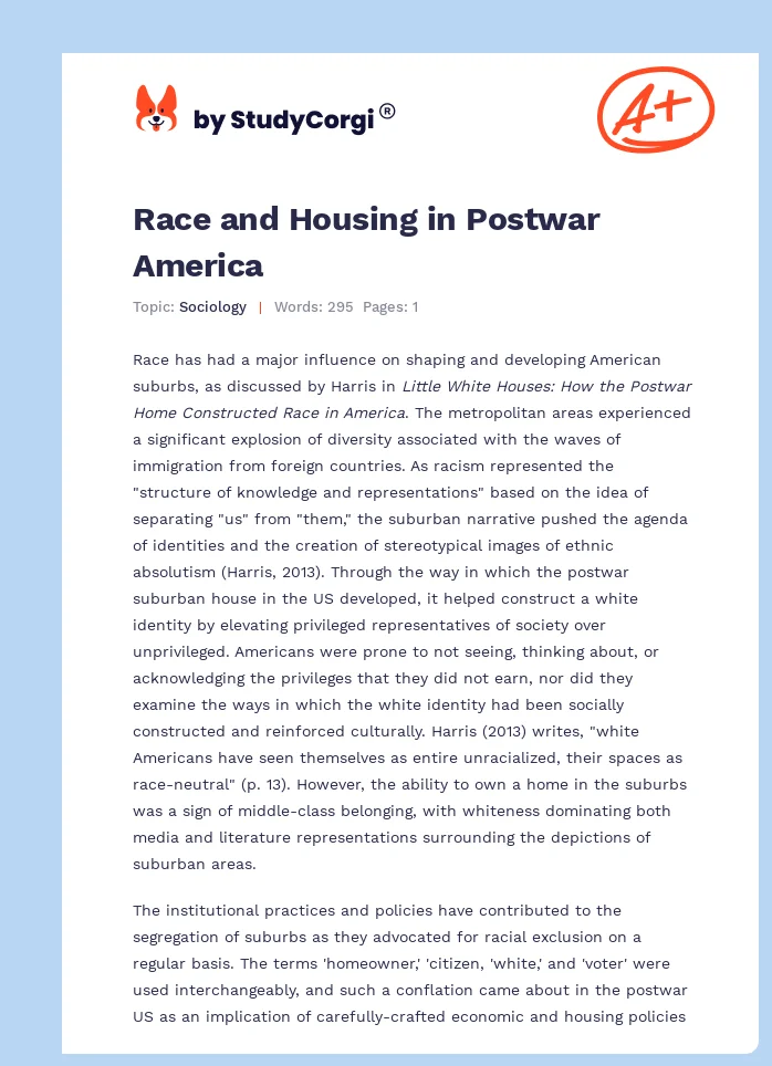 Race and Housing in Postwar America. Page 1