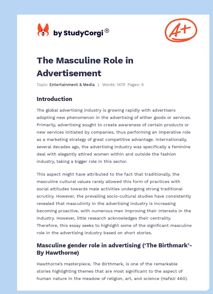The Masculine Role in Advertisement. Page 1