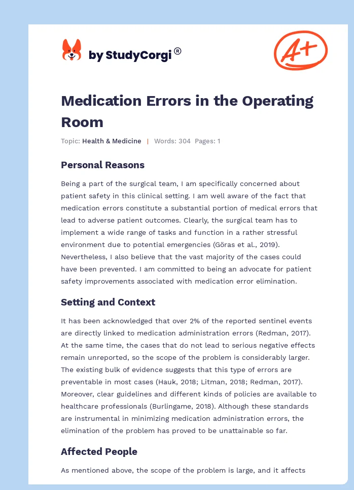 Medication Errors in the Operating Room. Page 1