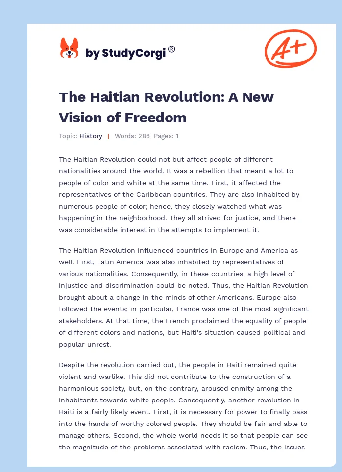 The Haitian Revolution: A New Vision of Freedom. Page 1