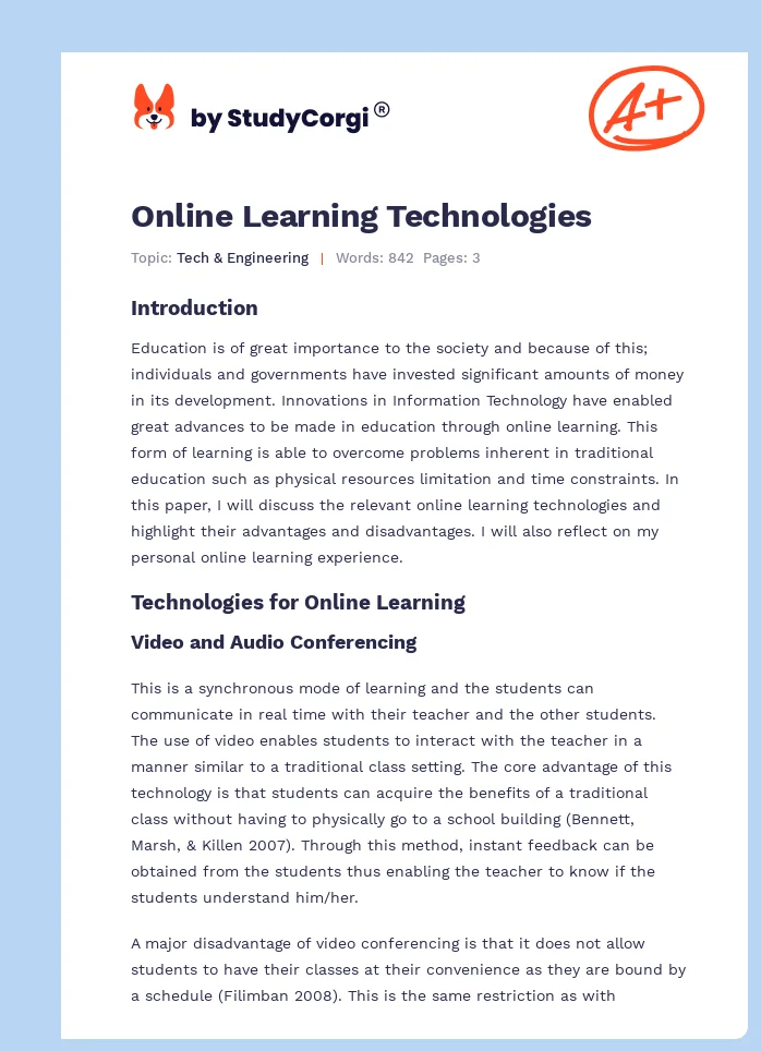 Online Learning Technologies. Page 1