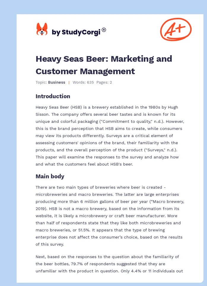 Heavy Seas Beer: Marketing and Customer Management. Page 1