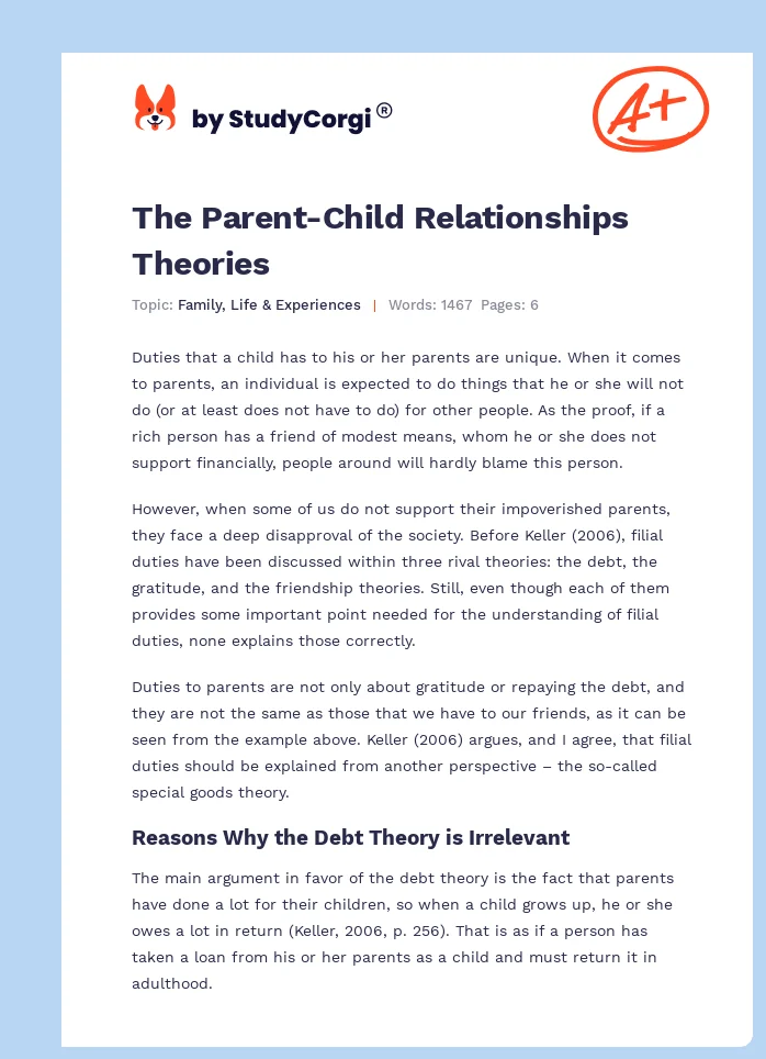 The Parent-Child Relationships Theories. Page 1