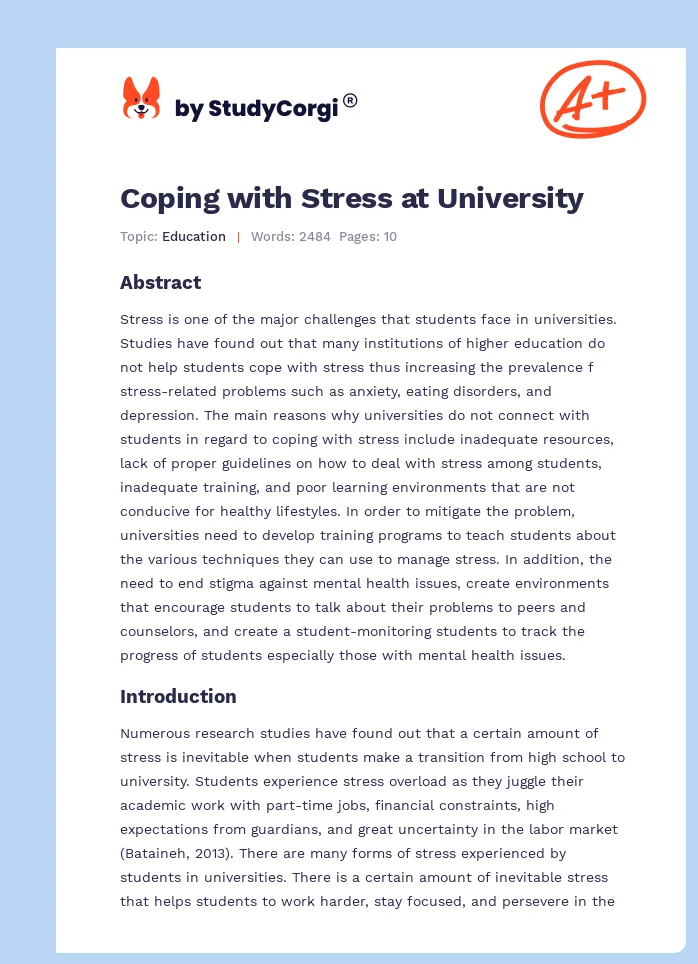 Coping with Stress at University. Page 1