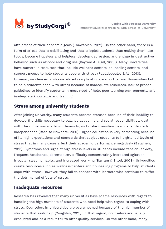 Coping with Stress at University. Page 2