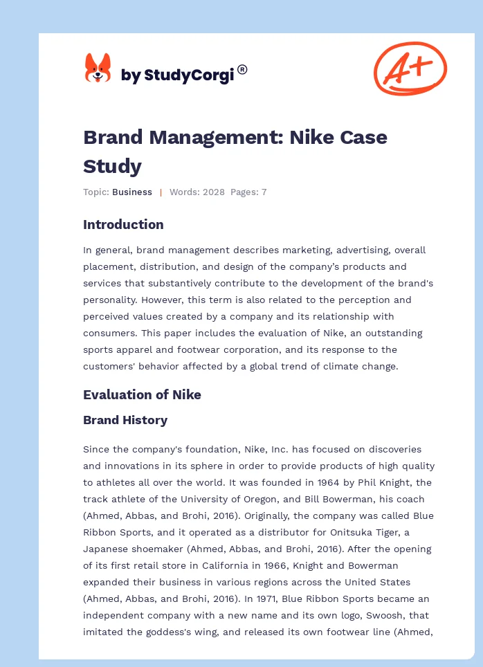 Brand Management: Nike Case Study. Page 1