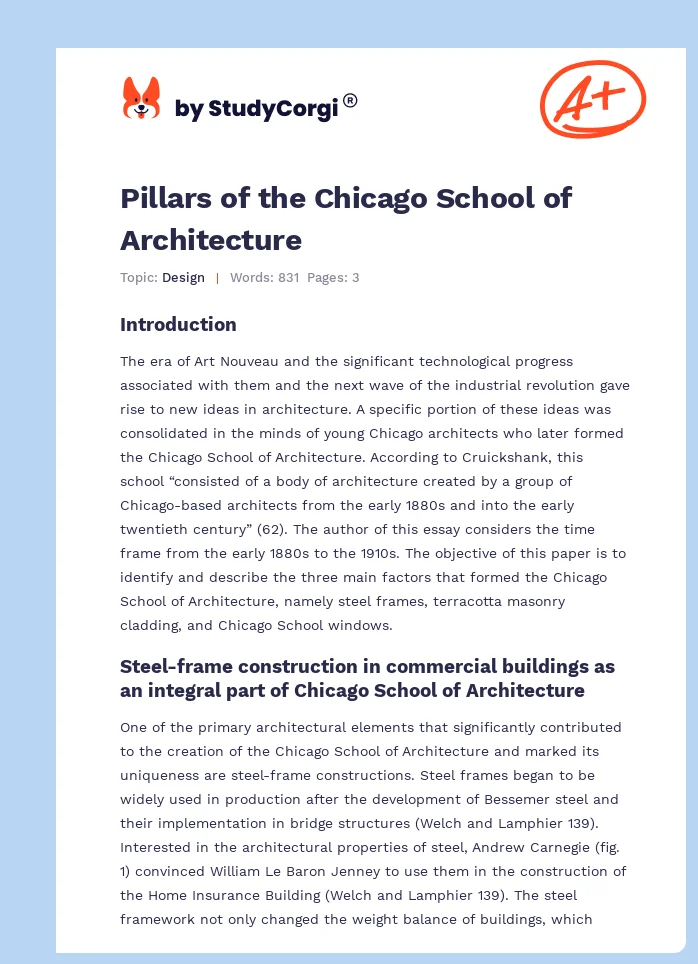 Pillars of the Chicago School of Architecture. Page 1