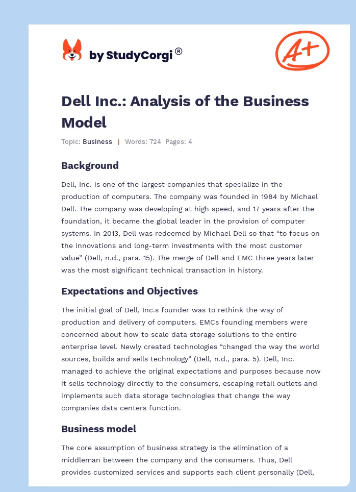 Dell Inc.: Analysis of the Business Model. Page 1