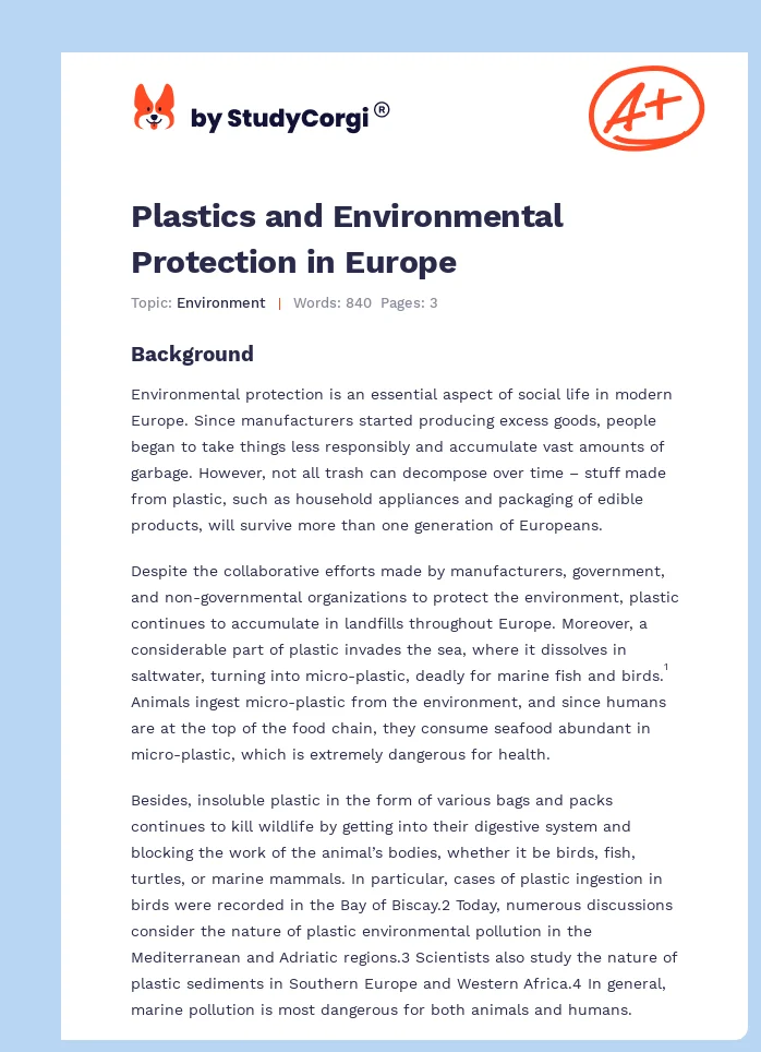 Plastics and Environmental Protection in Europe. Page 1