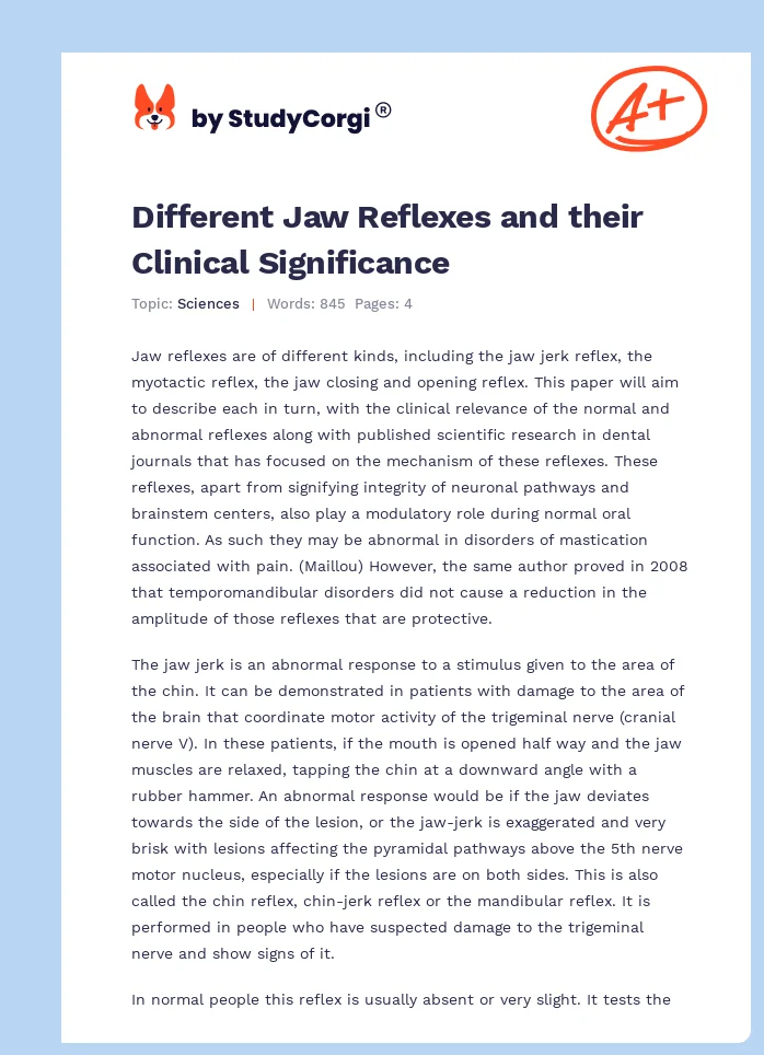 Different Jaw Reflexes and their Clinical Significance. Page 1