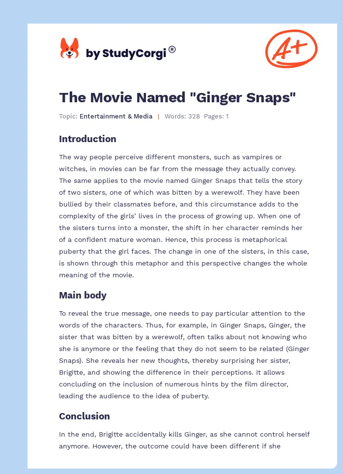 The Movie Named "Ginger Snaps". Page 1