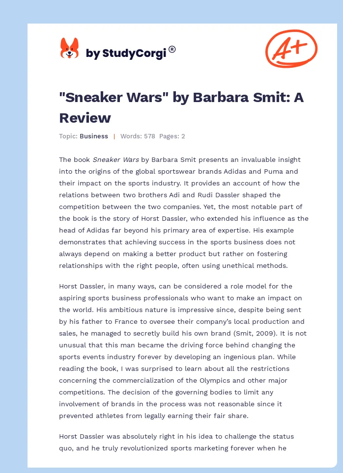 "Sneaker Wars" by Barbara Smit: A Review. Page 1