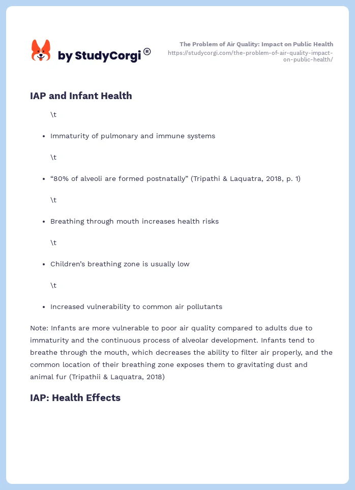 The Problem of Air Quality: Impact on Public Health. Page 2