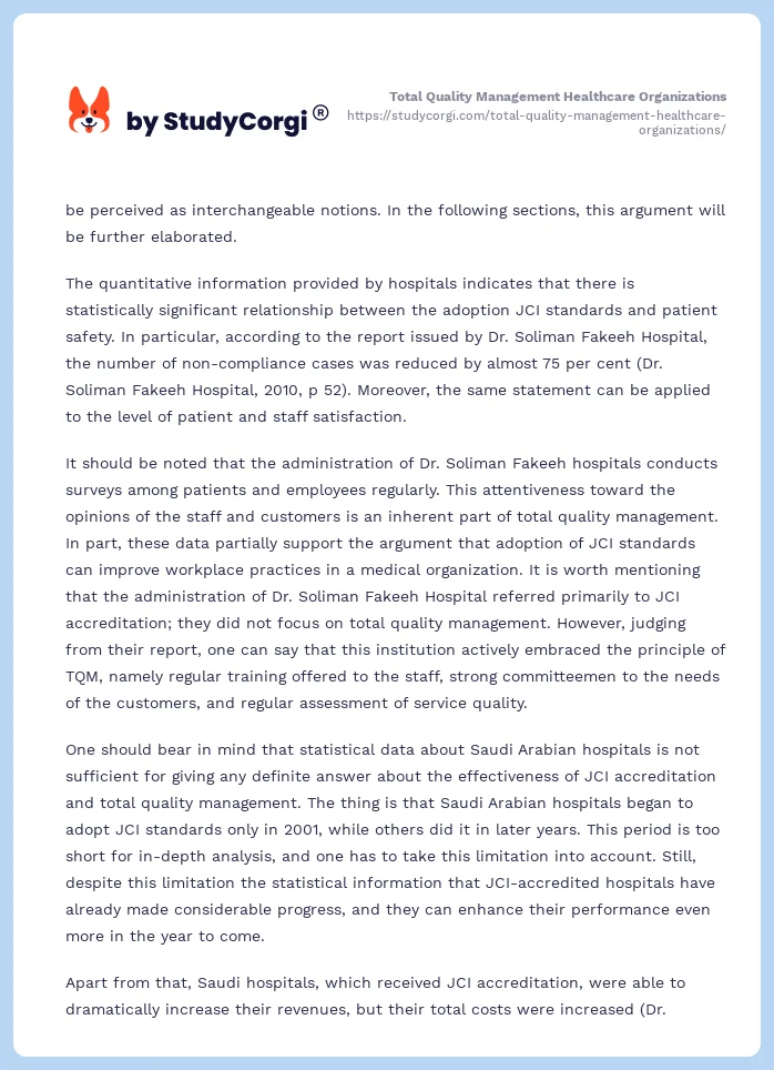 Total Quality Management Healthcare Organizations. Page 2