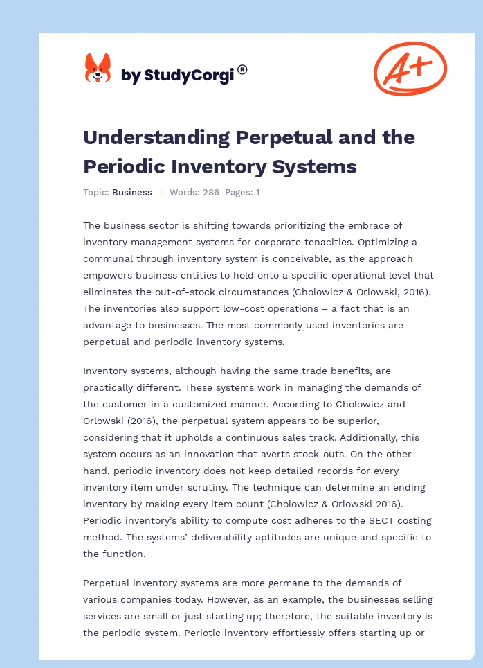 Understanding Perpetual and the Periodic Inventory Systems. Page 1