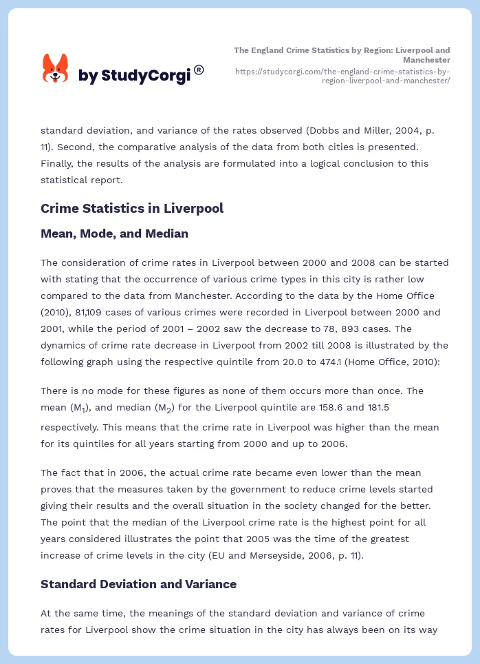 The England Crime Statistics by Region: Liverpool and Manchester. Page 2