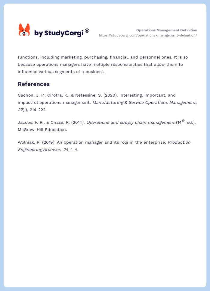 Operations Management Definition. Page 2