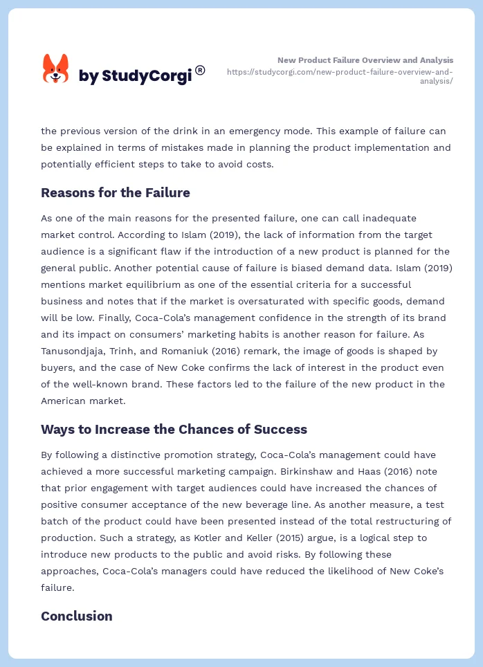 New Product Failure Overview and Analysis. Page 2