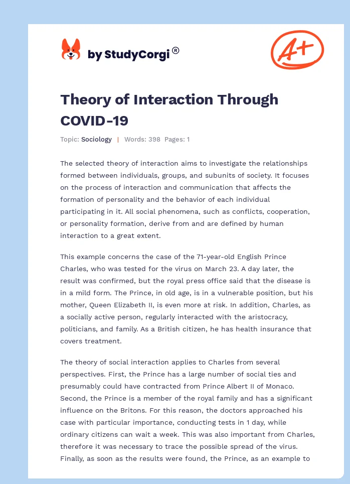 Theory of Interaction Through COVID-19. Page 1