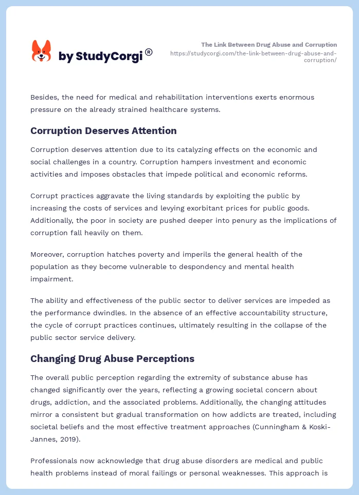 The Link Between Drug Abuse and Corruption. Page 2