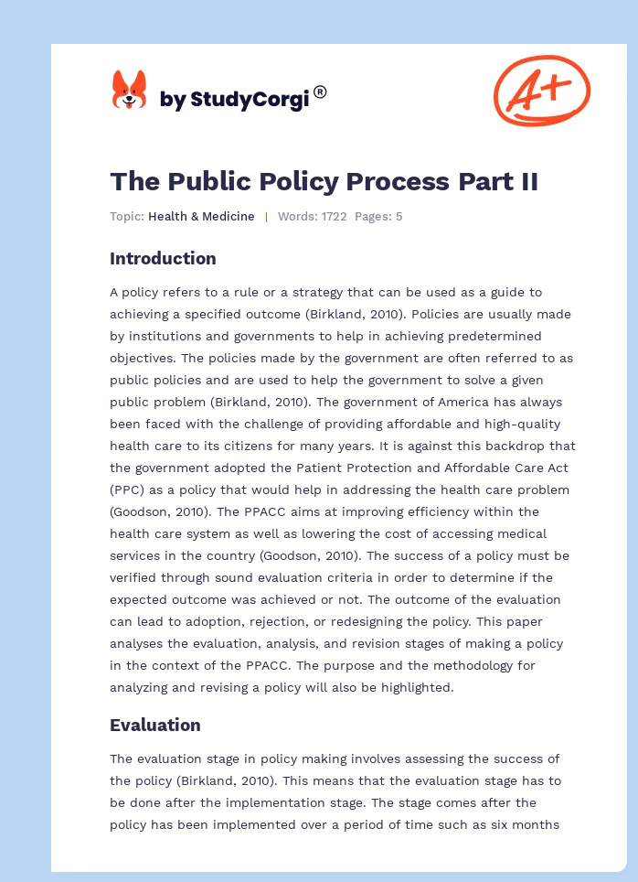 The Public Policy Process Part II. Page 1
