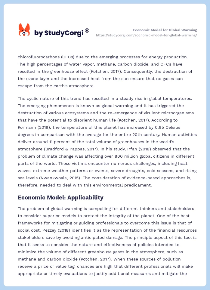 Economic Model for Global Warming. Page 2