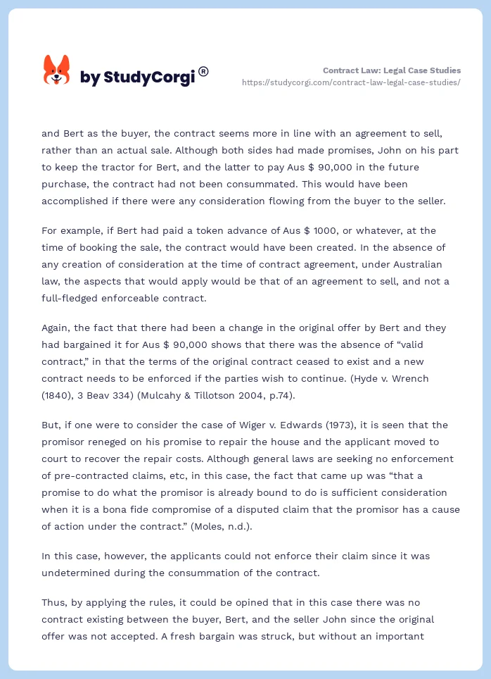 Contract Law: Legal Case Studies. Page 2