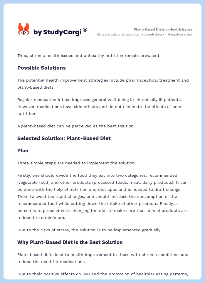 Plant-Based Diets in Health Issues. Page 2