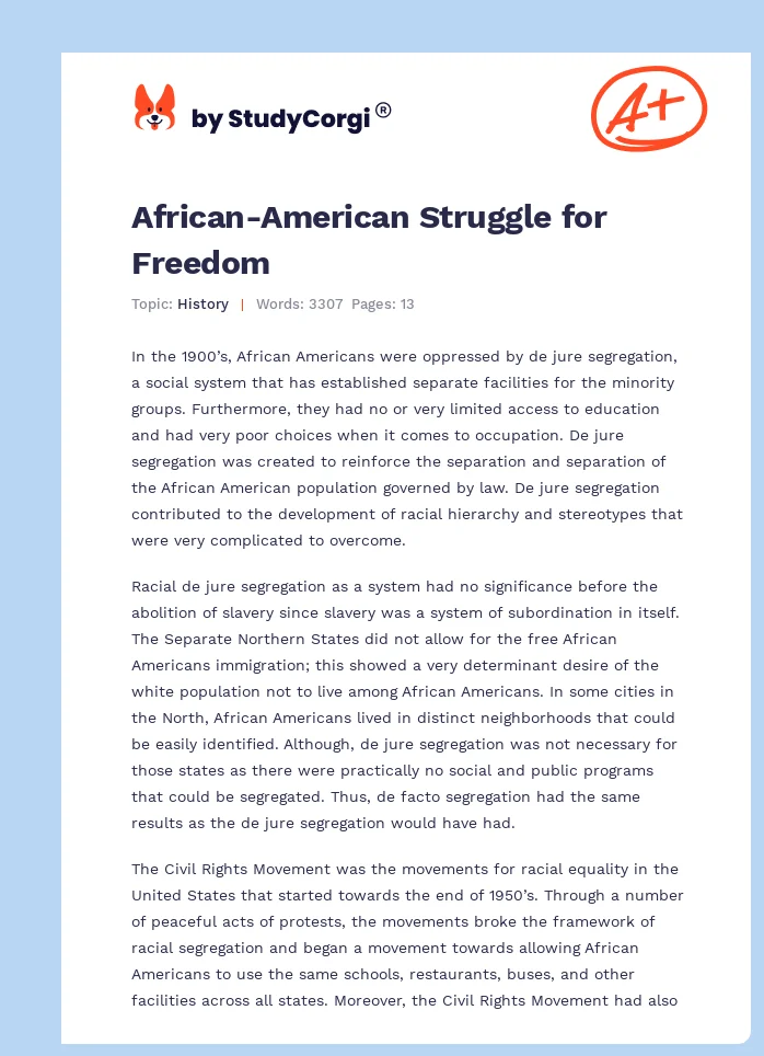 African-American Struggle for Freedom. Page 1