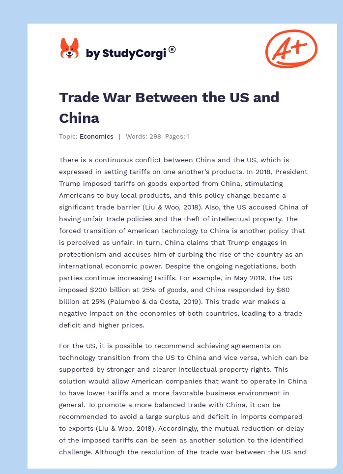 Trade War Between the US and China. Page 1